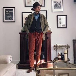 Rotbraune Anzughose aus Cord kombinieren – 71 Herren Outfits