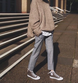 Rotbraune hohe Sneakers kombinieren – 7 Damen Outfits