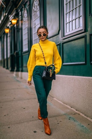 Rotbraune Leder Stiefeletten kombinieren – 173 Damen Outfits