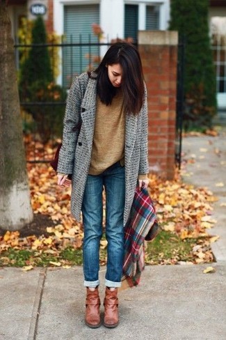 Rotbraune Leder Stiefeletten kombinieren – 173 Damen Outfits