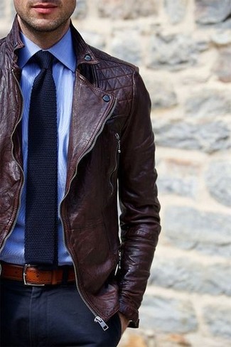 Rotbraune Leder Bikerjacke kombinieren – 114 Herren Outfits