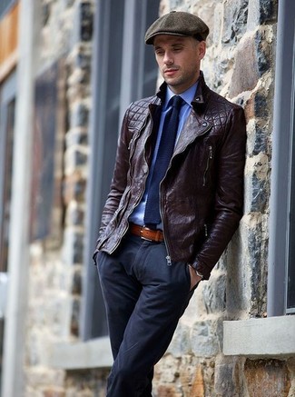 Rotbraune Leder Bikerjacke kombinieren – 114 Herren Outfits