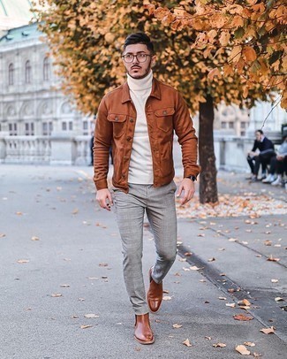 Rotbraune Chelsea Boots aus Leder kombinieren – 1086+ Herren Outfits