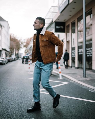 Welche Rollkragenpullover mit rotbrauner Shirtjacke zu tragen – 116 Herren Outfits