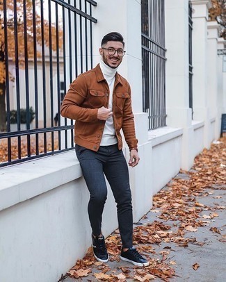 Welche Rollkragenpullover mit rotbrauner Shirtjacke zu tragen – 116 Herren Outfits