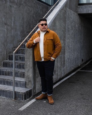 Welche Rollkragenpullover mit rotbrauner Shirtjacke zu tragen – 116 Herren Outfits