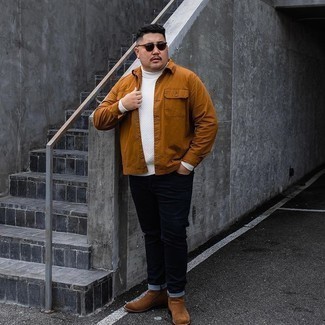 Welche Rollkragenpullover mit rotbrauner Shirtjacke zu tragen – 116 Herren Outfits