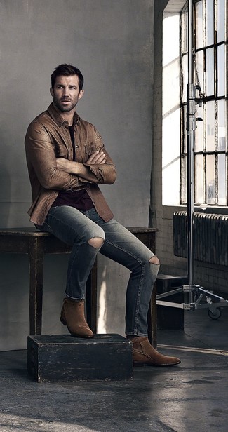 Rotbraune Cowboystiefel aus Wildleder kombinieren – 12 Herren Outfits
