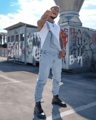 hellblaue Jeans Latzhose von New Look