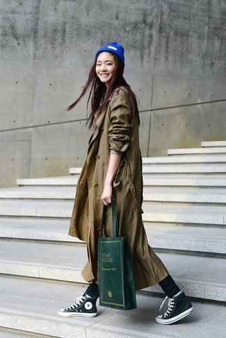 dunkelgrüne Shopper Tasche aus Leder von Victoria Beckham