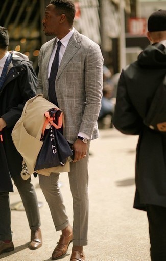 dunkelblaue und weiße bedruckte Shopper Tasche aus Segeltuch von Reebok