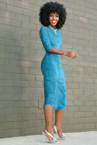 hellblaues figurbetontes Kleid von City Goddess Tall