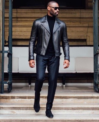Wie Rollkragenpullover mit Bikerjacke zu kombinieren – 186 Herren Outfits