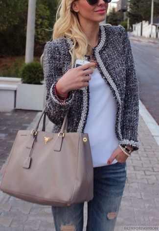 graue Shopper Tasche aus Leder von Anya Hindmarch