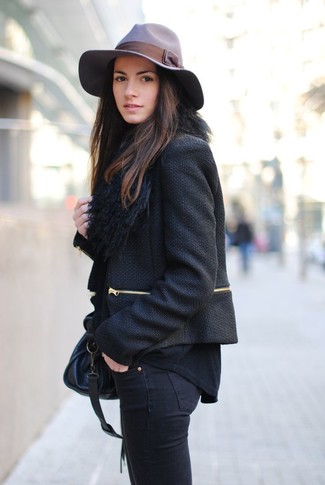 schwarze Tweed-Jacke von Lanvin