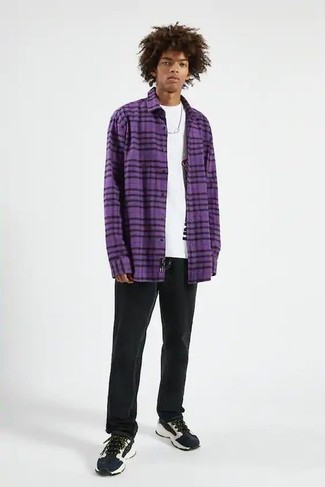 violettes Langarmhemd mit Schottenmuster von Etro