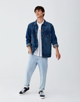 dunkelblaue Shirtjacke aus Jeans von Jieda