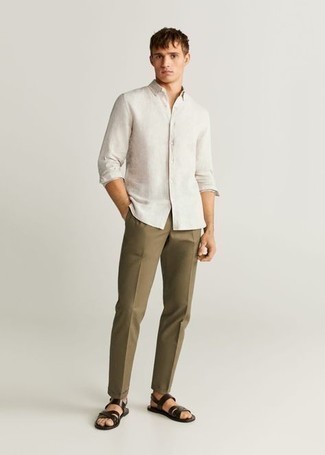 weißes Leinen Langarmhemd von Calvin Klein Jeans