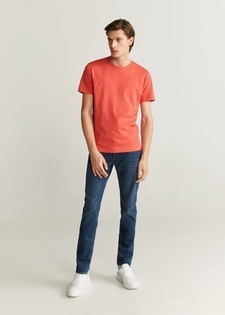 orange T-Shirt mit einem Rundhalsausschnitt von A.P.C.