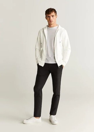 weißer Pullover mit einem Kapuze von Saint Laurent