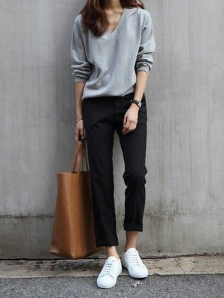 Pullover mit einem V-Ausschnitt kombinieren – 228 Damen Outfits