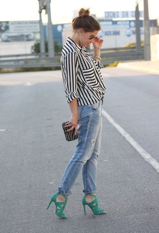 Vertikal gestreifte Bluse kombinieren – 74 Damen Outfits