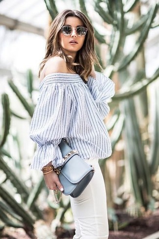 Vertikal gestreifte Bluse kombinieren – 74 Damen Outfits