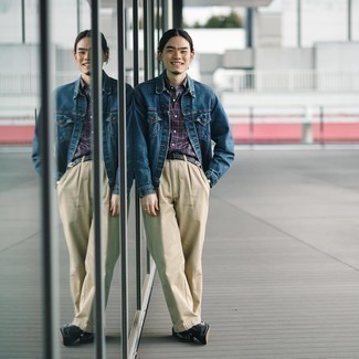 Violettes Langarmhemd mit Vichy-Muster kombinieren – 16 Herren Outfits