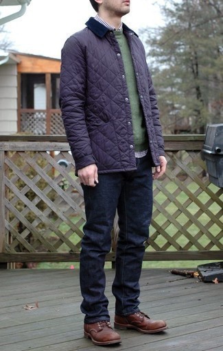 Violettes Langarmhemd mit Vichy-Muster kombinieren – 16 Herren Outfits