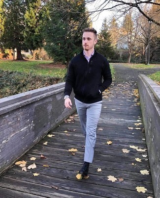 Violettes Langarmhemd mit Vichy-Muster kombinieren – 16 Herren Outfits