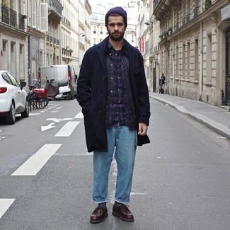 Violettes Langarmhemd mit Vichy-Muster kombinieren – 16 Herren Outfits