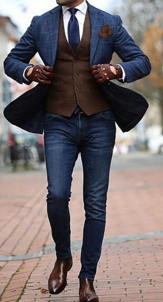 Wie Weste mit enger Jeans zu kombinieren – 61 Herren Outfits