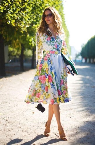 weißes Chiffon Skaterkleid mit Blumenmuster von AX Paris