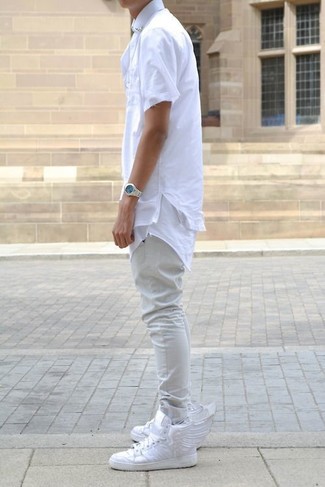 weiße hohe Sneakers aus Leder von Saint Laurent