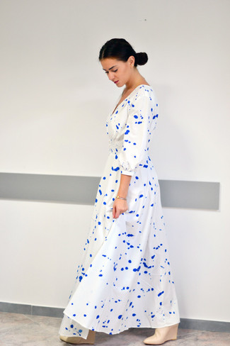 weißes bedrucktes Kleid von Norma Kamali