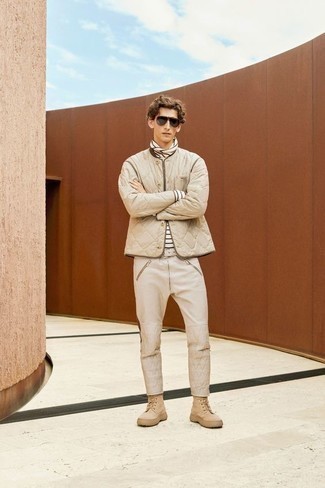Weißen und schwarzen horizontal gestreiften Rollkragenpullover kombinieren – 27 Herren Outfits