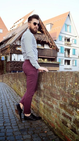 Weißes und schwarzes vertikal gestreiftes Businesshemd kombinieren – 1611+ Herren Outfits