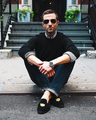 Weißes und schwarzes vertikal gestreiftes Businesshemd kombinieren – 1611+ Herren Outfits