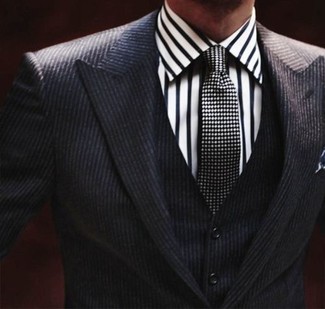 Weißes und schwarzes vertikal gestreiftes Businesshemd kombinieren – 1611+ Herren Outfits