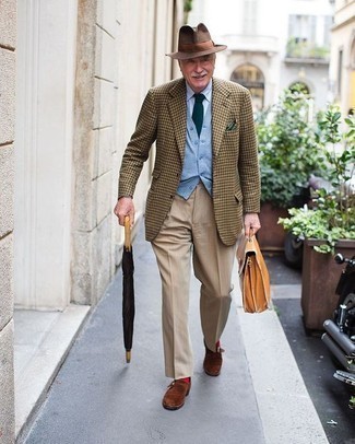 Weißes und blaues Businesshemd mit Karomuster kombinieren – 217 Herren Outfits