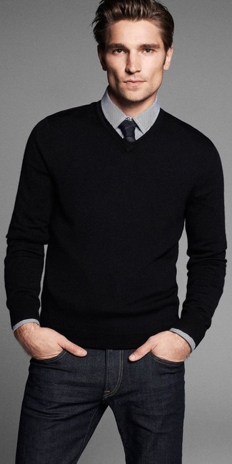 Weißes und blaues Businesshemd mit Karomuster kombinieren – 217 Herren Outfits