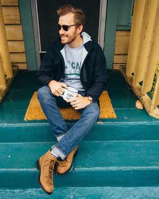 Weiße und blaue horizontal gestreifte Socken kombinieren – 257 Herren Outfits