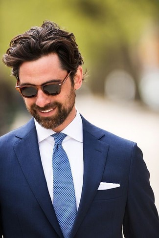 Wie weißes und blaues Hemd mit blauer Jacke zu kombinieren – 1066+ Elegante Herren Outfits