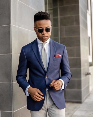 Wie weißes und blaues Hemd mit blauer Jacke zu kombinieren – 1066+ Elegante Herren Outfits