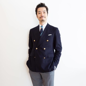 Wie weißes und blaues Hemd mit blauer Jacke zu kombinieren – 1066+ Elegante Herren Outfits