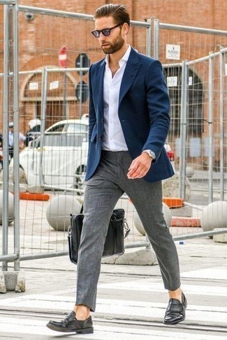 Wie weißes und blaues Hemd mit blauer Jacke zu kombinieren – 1066+ Elegante Herren Outfits