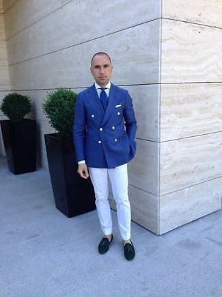 Wie weißes und blaues Hemd mit blauer Jacke zu kombinieren – 1066+ Elegante Herren Outfits