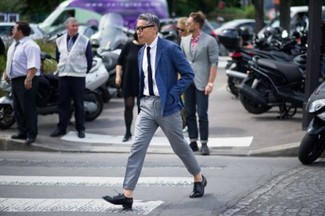 Wie weißes und blaues Hemd mit blauer Jacke zu kombinieren – 1066+ Elegante Herren Outfits