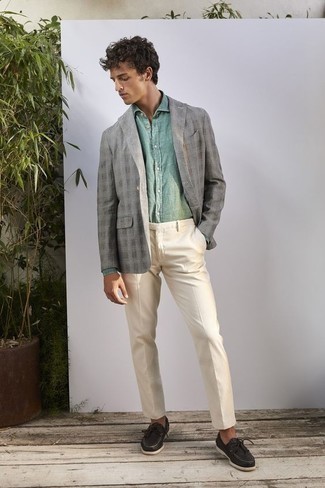 Welche Sakkos mit weißen und grünen Langarmhemdes zu tragen – 12 Herren Outfits