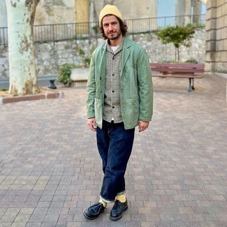 Welche Sakkos mit weißen und grünen Langarmhemdes zu tragen – 12 Herren Outfits